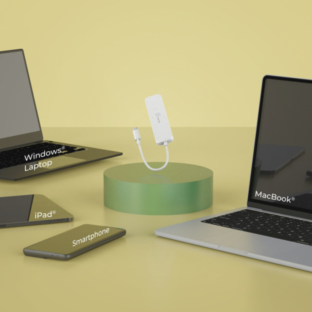 Концентратор J5create USB-C to 4xUSB-C 3.2 10Gbps white (JCH345EW-N)