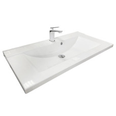 Раковина, умивальник Adamant QUANTO, штучний камінь, прямокут., з отвором для змішувача, з отвором для переливу, 900х447х140мм, накладний, білий