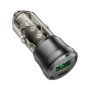 Зарядний пристрій BOROFONE 1xUSB-C PD + 1xUSB 38W car adapter transparent black (6941991106965)