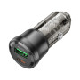 Зарядний пристрій BOROFONE 1xUSB-C PD + 1xUSB 38W car adapter transparent black (6941991106965)