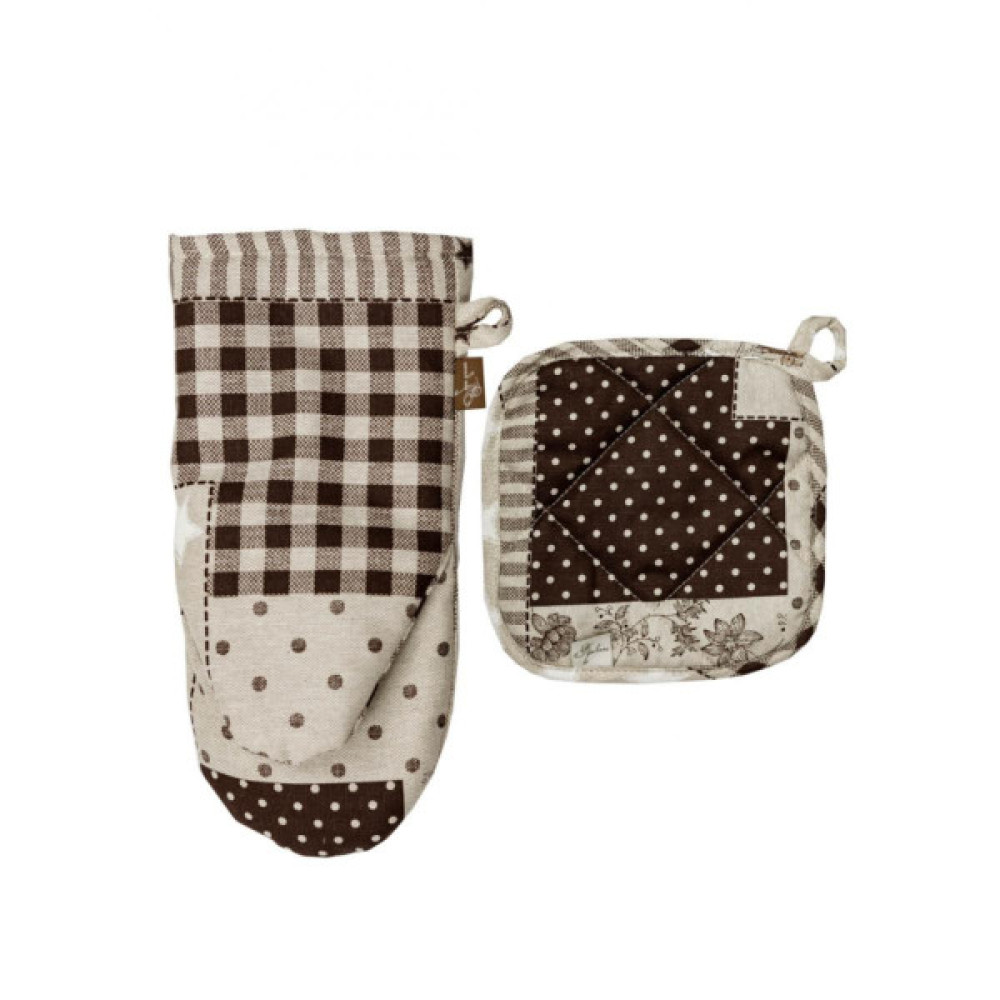Кухонна прихватка Прованс Рукавичка Печворк коричневий Господиня (031510)