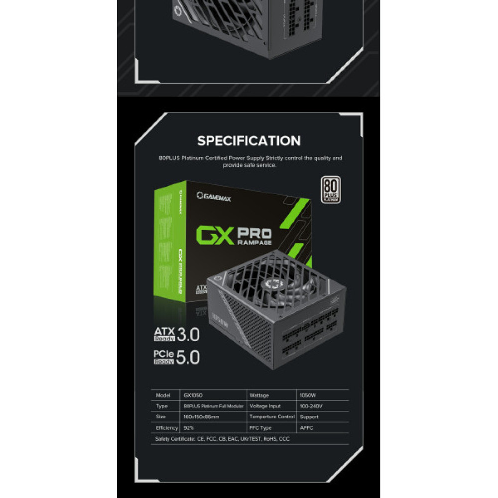 GAMEMAX GX-1050 PRO WT (ATX3.0PCIe5.0)