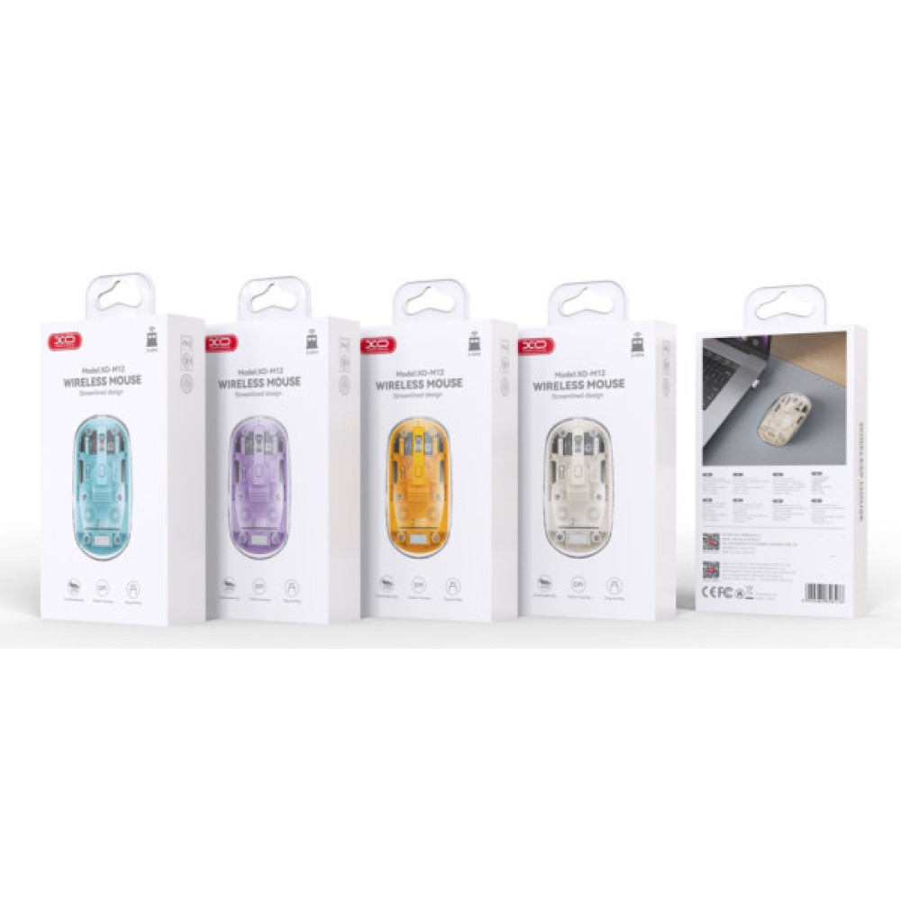 Мишка XO M12 Wireless Transparent/Yellow (M12 Yellow)