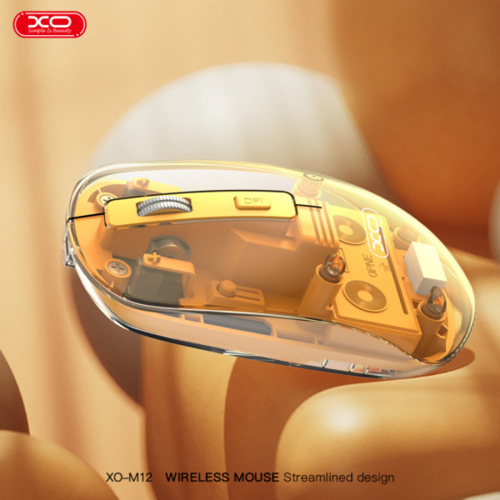 Мишка XO M12 Wireless Transparent/Yellow (M12 Yellow)