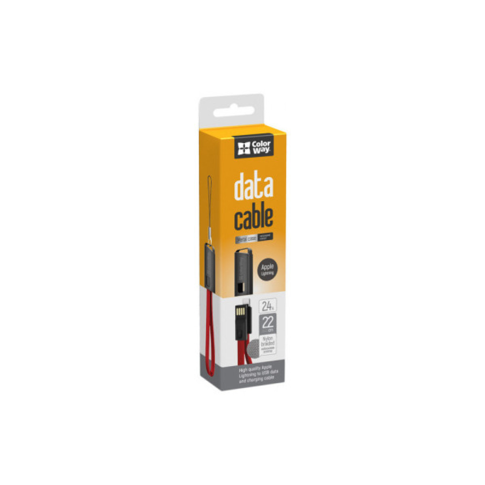 Дата кабель USB 2.0 AM to Lightning 0.22m red ColorWay (CW-CBUL021-RD)