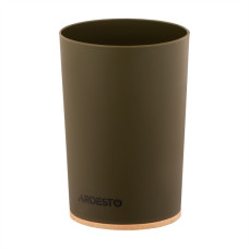 Склянка для зубних щіток ARDESTO Minimalism 7.8x11.3см, поліпропілен, бамбук, зелений темний