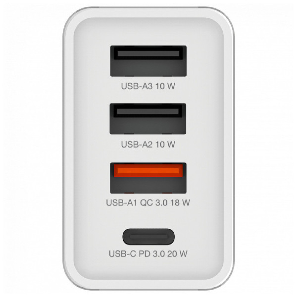 Зарядний пристрій Verbatim USB 30W PD3.0 4-ports white (49701)