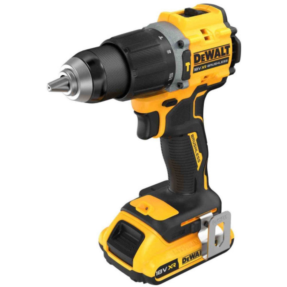 Шуруповерт DeWALT XR Li-Ion 18V 2x2Ah, 74 Нм, 0-450/0-1650 об/хв, 1.17 кг, TSTAK (DCD799D2T)