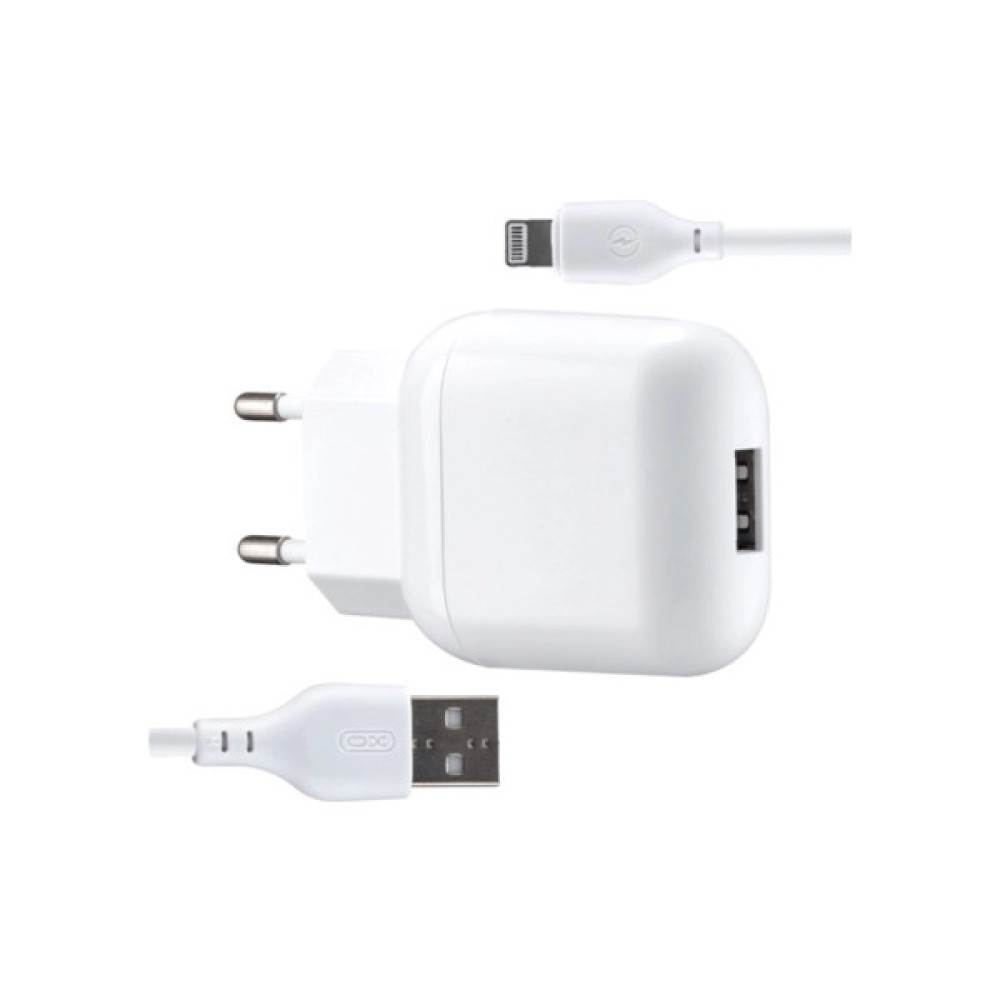 Зарядний пристрій XO L37 2.1A/1USB + cable Lightning White (L37i-WH)