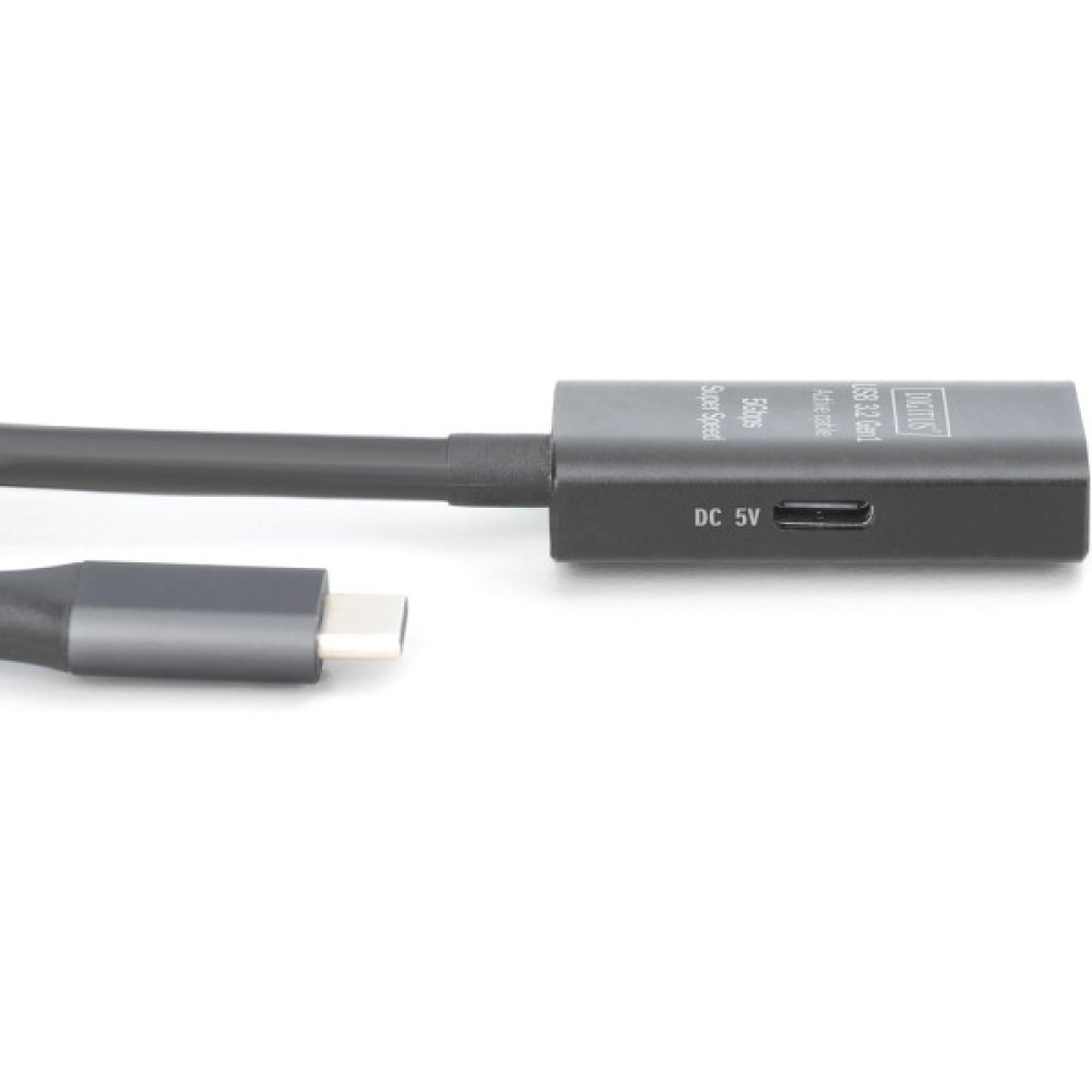 Подовжувач DIGITUS USB 3.2 Gen1 Active Cable 5G, C/M-C/F, 5м, чорний