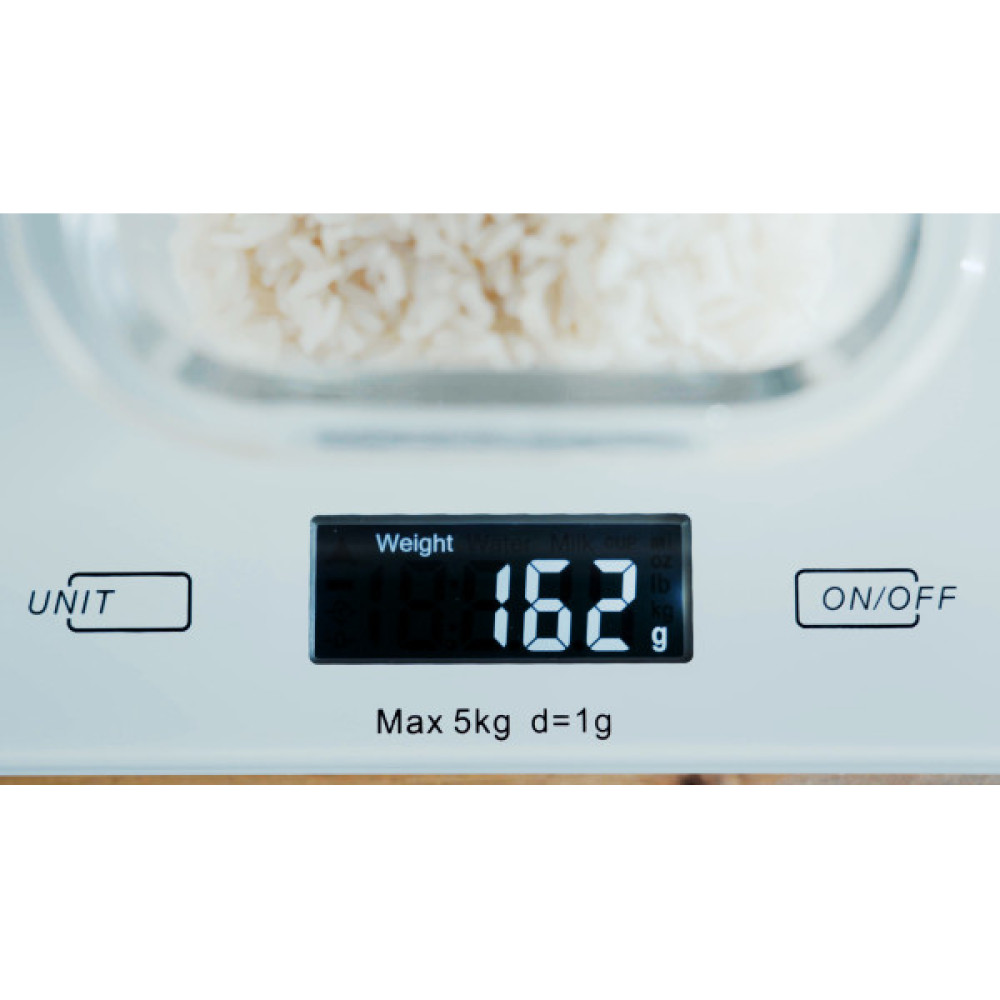 Ваги ARDESTO кухонні, 5кг, AAAx2 в комплекті, скло, білий