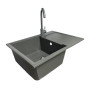 Набір кухонний Adamant Horizon Medium, штучний камінь, прямокут., з крилом, 700х500х230мм, чаша - 1, врізна, сірий + змішувач
