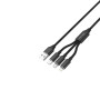 Дата кабель USB 2.0 AM to Lightning + Micro 5P + USB-C 1.0m 2.4-3A black Grand-X (PX-31B)