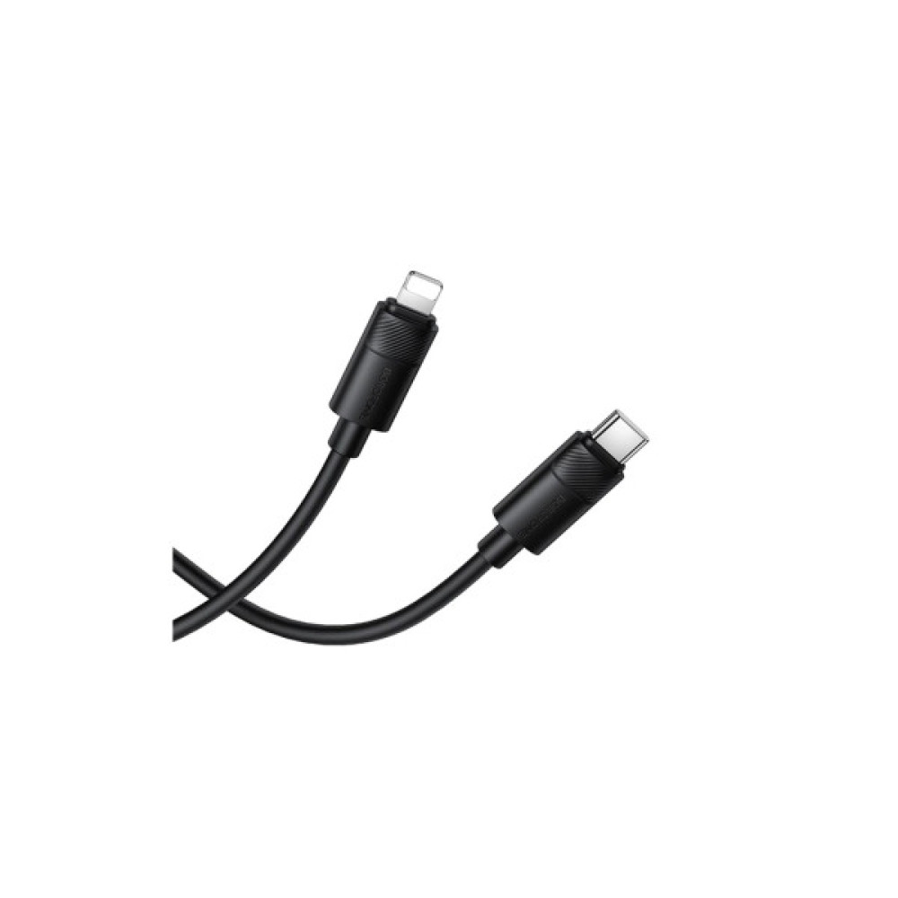 Дата кабель USB-C to Lightning 1.0m PD30W silicone BX123 Leya black BOROFONE (6941991124174)