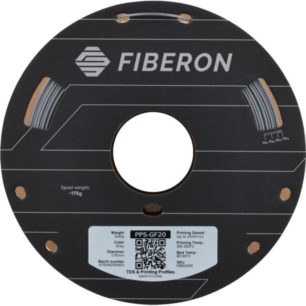 Пластик для 3D-принтера Polymaker Fiberon PPS-GF20 1,75mm 0,5kg GREY (FM02001)