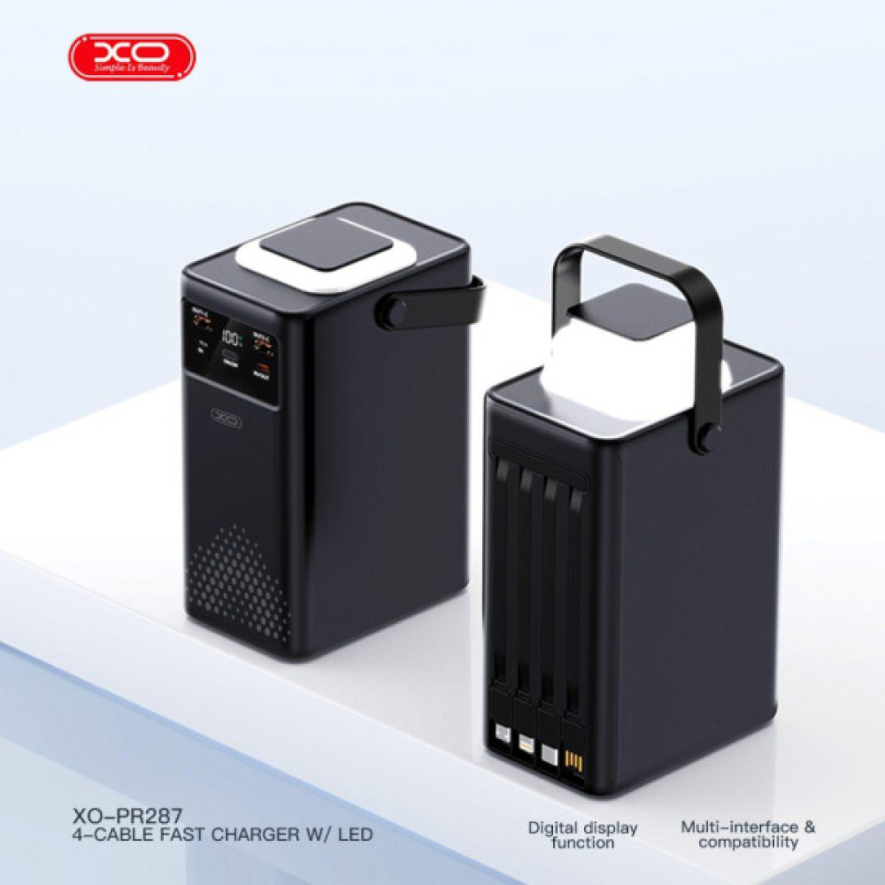 Батарея універсальна XO 80000mAh, PD/20W, QC/22,5W, Lamp, black (XO-PR287-BK)