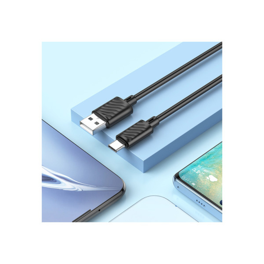 Дата кабель USB 2.0 AM to USB-C 1.0m X88 Gratified black HOCO (6931474783349)