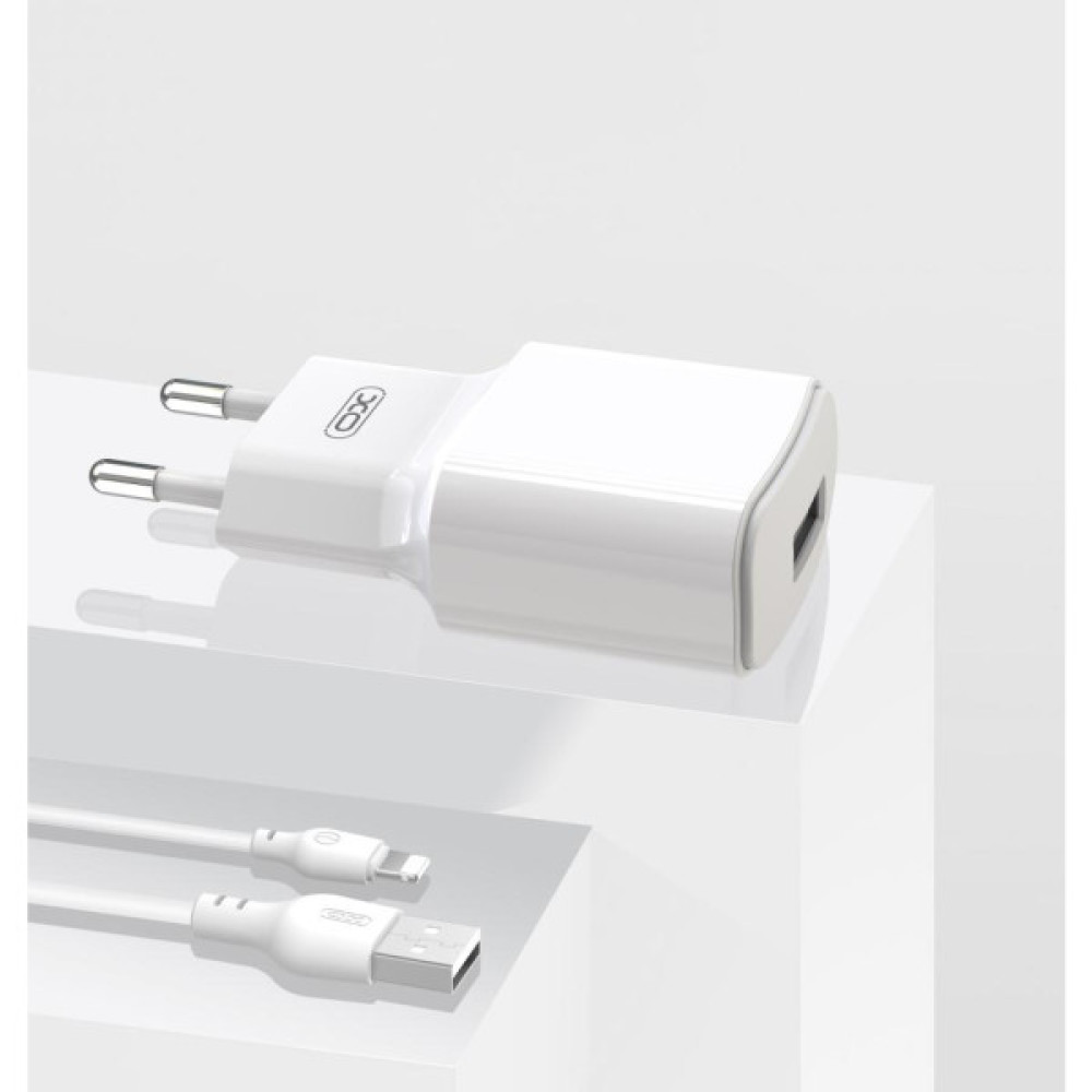 Зарядний пристрій XO L73 2.4A/1USB + cable lightning White (XO-L73i-WH)