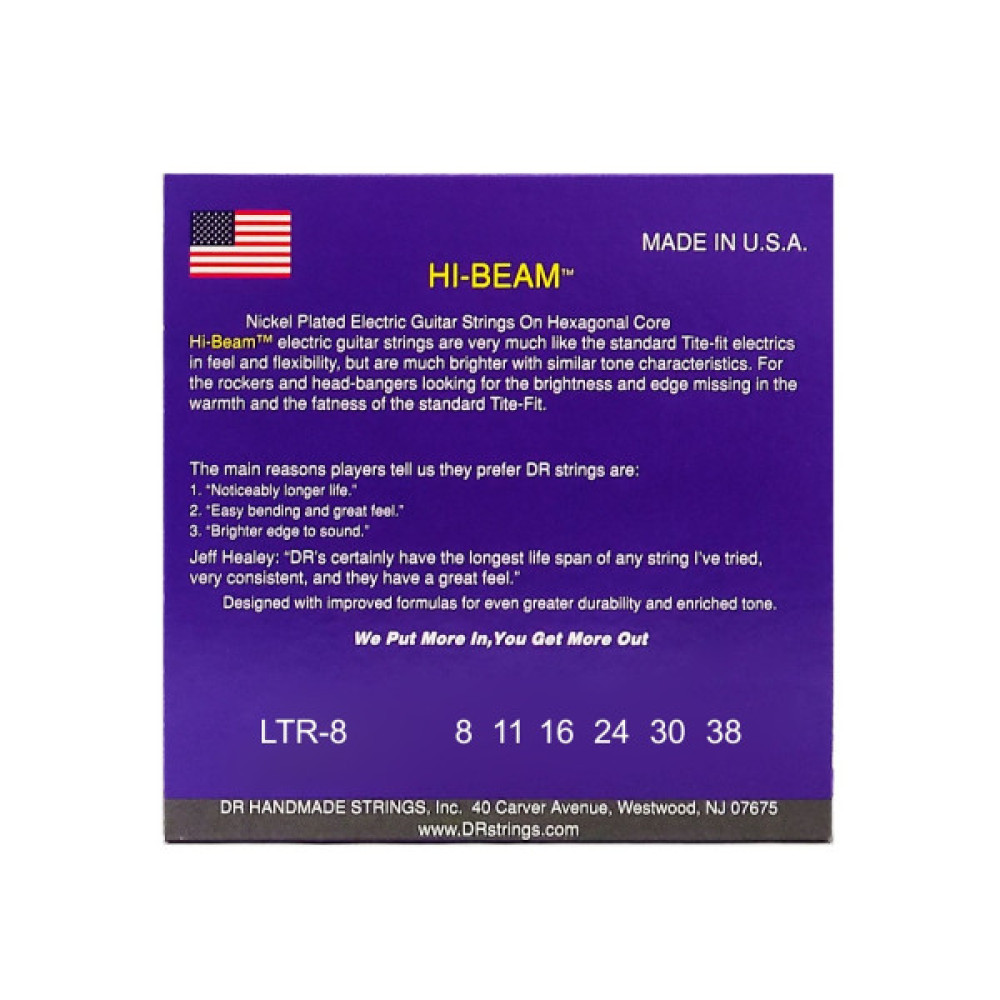 Струни для гітари DR Strings HI-BEAM Electric - Light Light (08-38) (LLTR-8)
