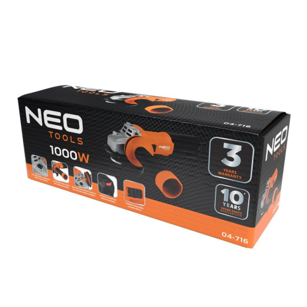 Шліфмашина кутова Neo Tools 125мм 1000Вт 12000об/хв 2.0кг