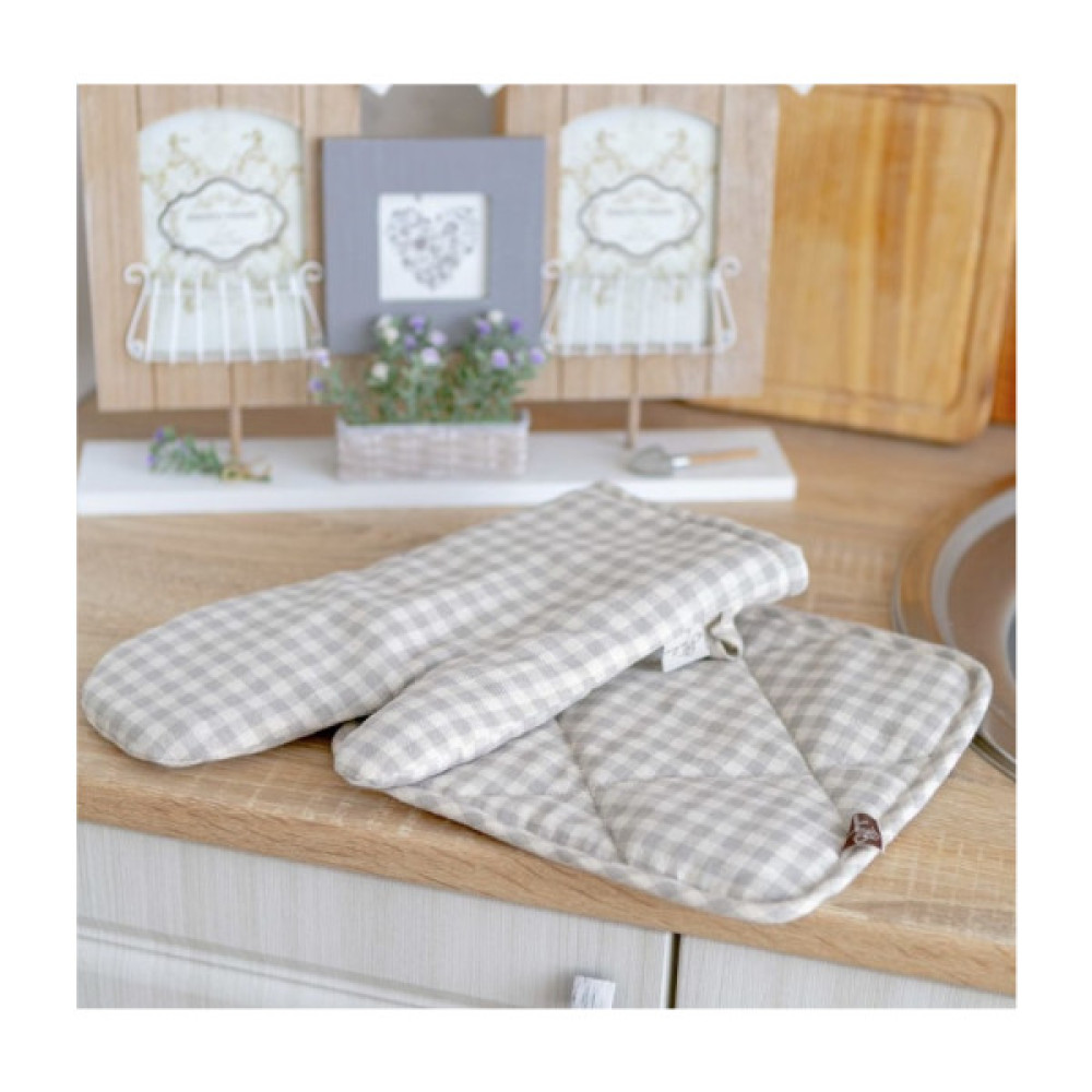 Кухонна прихватка Прованс Bella сiра клiтинка 25х25 см (4823093416765)