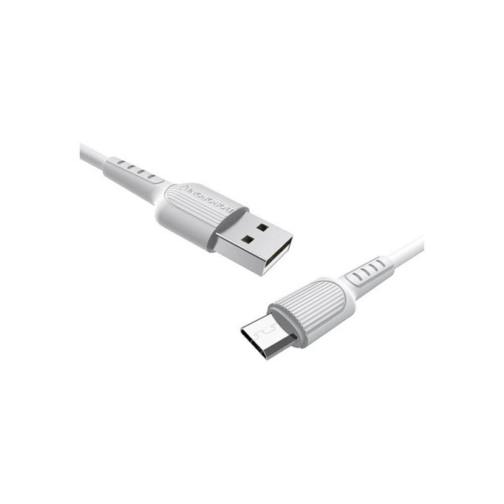 Дата кабель USB 2.0 AM to Micro 5P 1.0m 2A PVC BX16 white BOROFONE (6957531099482)