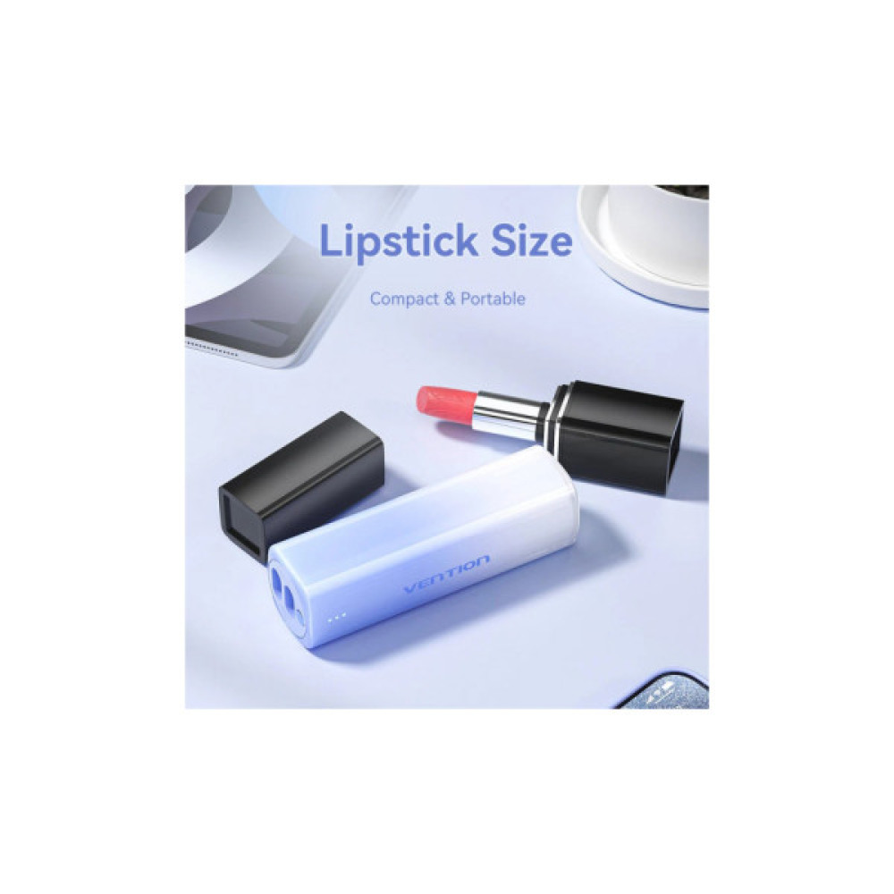 Батарея універсальна VENTION 5000mAh 20W PD, USB-C In/Out, Lightning In/Out, with cable, Gradient Blue (FHWL0)