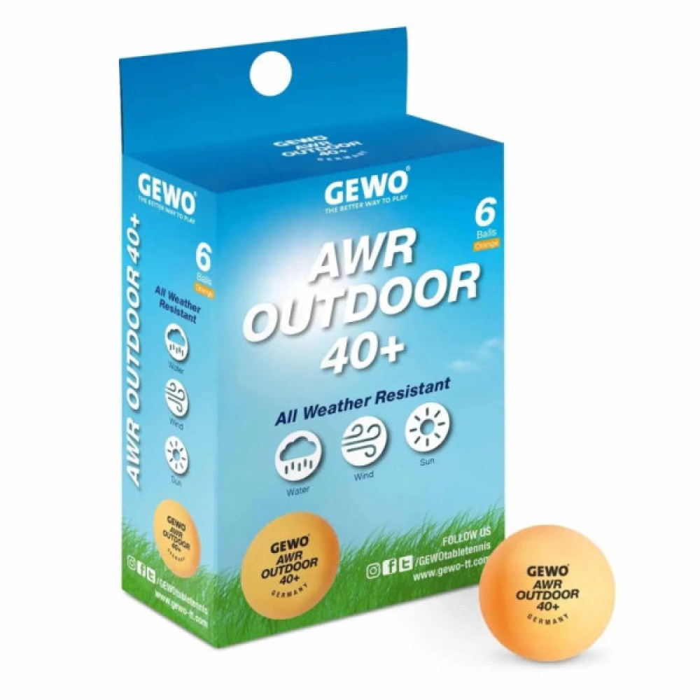 М'ячик для настільного теніса Gewo AWR Outdoor 40+ orange 6шт (96614200) (931308)
