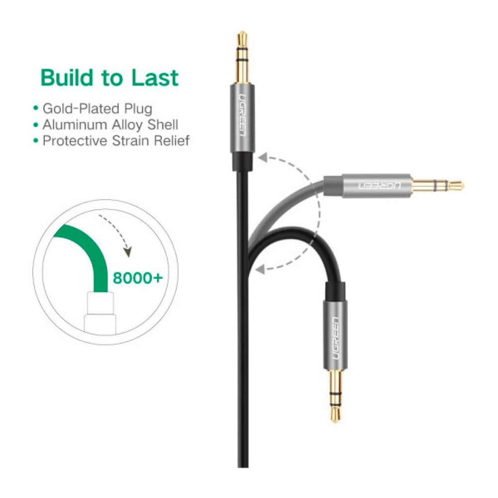 Кабель мультимедійний 3.5mm M to 3.5mm M 0.5m AV119 black Ugreen (10732)