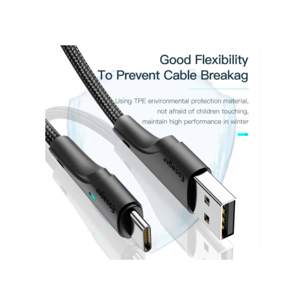 Дата кабель USB 2.0 AM to USB-C 0.25m black Essager (EXCT-LSB01)