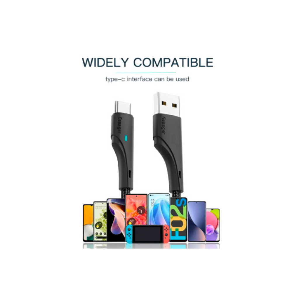 Дата кабель USB 2.0 AM to USB-C 0.25m black Essager (EXCT-LSB01)