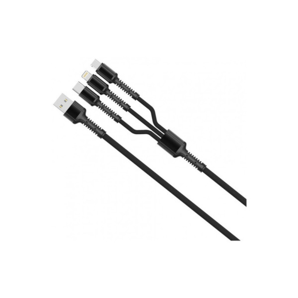 Дата кабель USB 2.0 AM to Lightning + Micro 5P + USB-C 4.0A (20W) ColorWay (CW-CBU3003-GR)