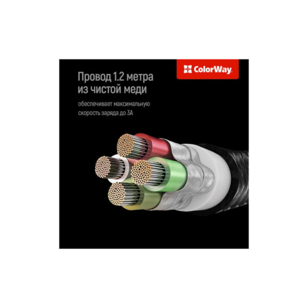 Дата кабель USB 2.0 AM to Lightning + Micro 5P + USB-C 4.0A (20W) ColorWay (CW-CBU3003-GR)