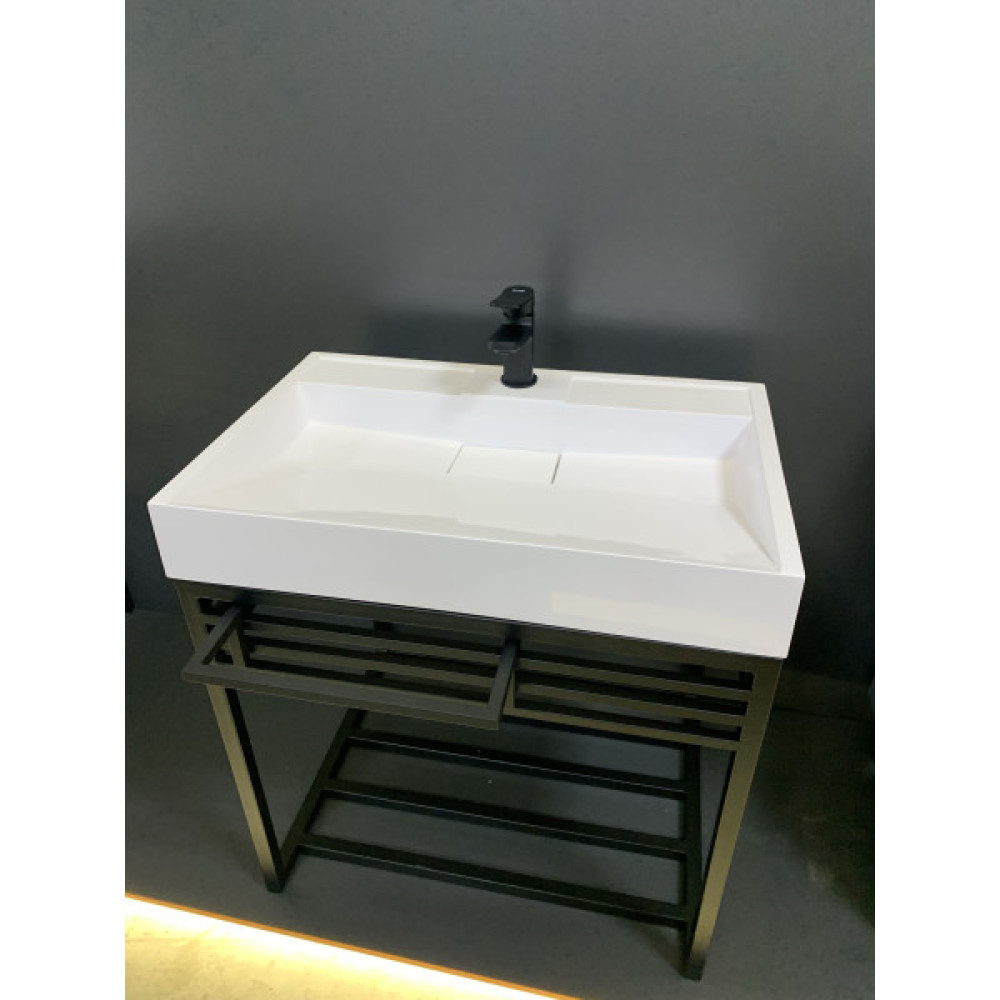 Раковина, умивальник Adamant VISION, штучний камінь, прямокут., з отвором для змішувача, без переливу, 700х455х110мм, накладний, білий