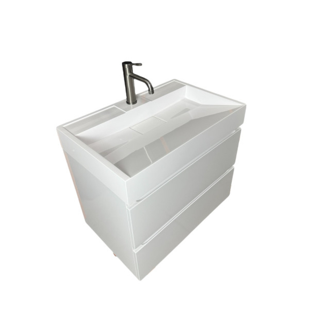 Раковина, умивальник Adamant VISION, штучний камінь, прямокут., з отвором для змішувача, без переливу, 700х455х110мм, накладний, білий