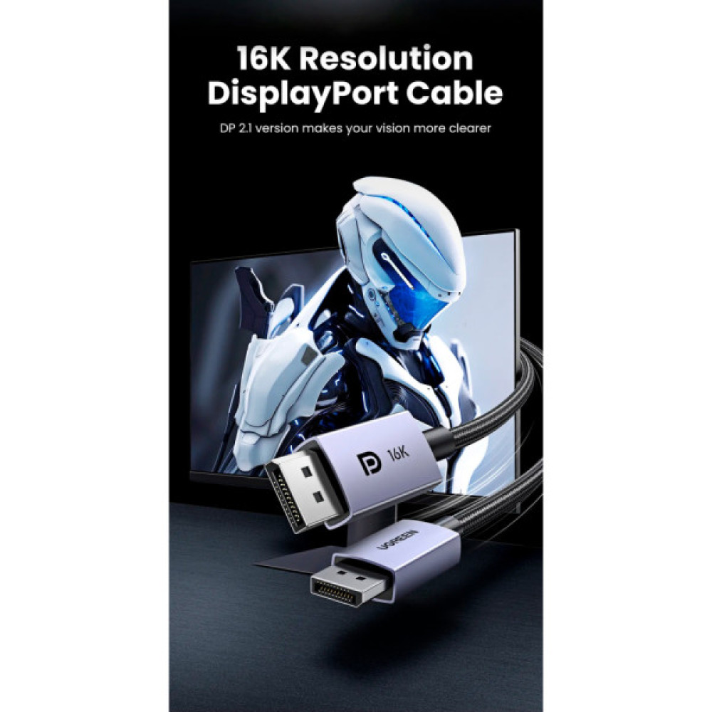 Кабель мультимедійний DisplayPort M to DisplayPort M 1.0m 16K DP118 black Ugreen (15383) Кабель мультимедійний DisplayPort M to DisplayPort M 1.0m 16K DP118 black Ugreen (15383)