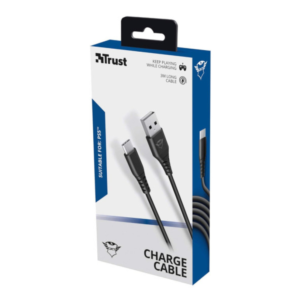 Дата кабель USB 2.0 AM to USB-C 3.0m GXT 226 for PS5 black Trust (24168_TRUST)