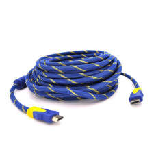 Кабель мультимедійний HDMI M to HDMI M 20.0m V1.4 blue/gold Merlion (YT-HDMI(M)/(M)NY/BL-20m)
