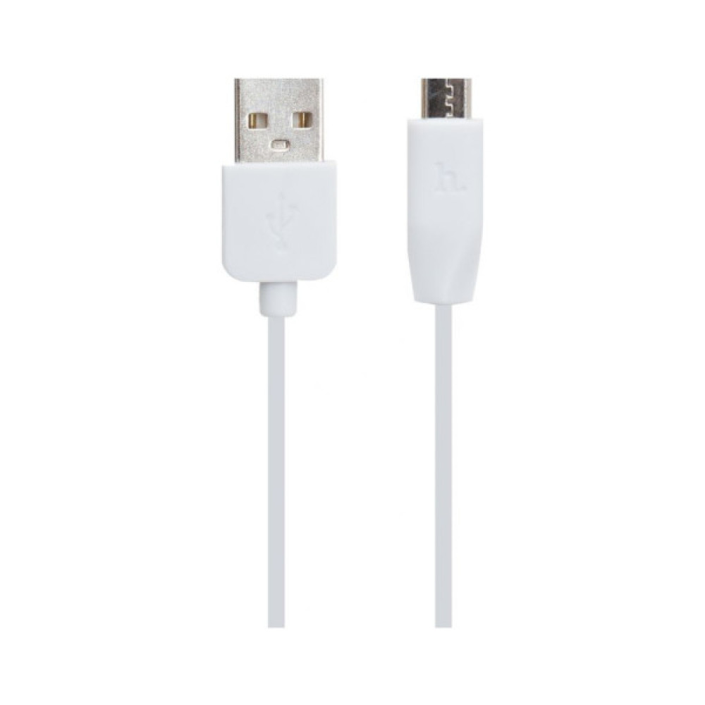 Дата кабель USB 2.0 AM to Micro 5P 1.0m 2.4A PVC X1 white HOCO (6957531032038)