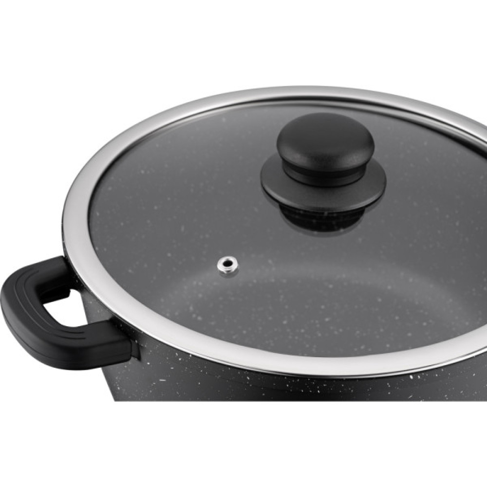Каструля Ardesto Gemini Anzio скляна кришка 20 см 2,5 л чорна (AR2420GE)