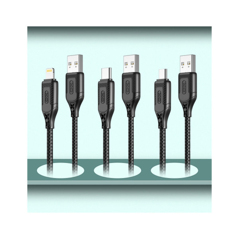 Дата кабель USB 2.0 AM to Lightning 1.0m braided black XO (NB235_L_Black)