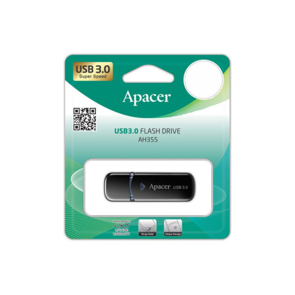 USB флеш накопичувач Apacer 32GB AH355 Black USB 3.0 (AP32GAH355B-1)