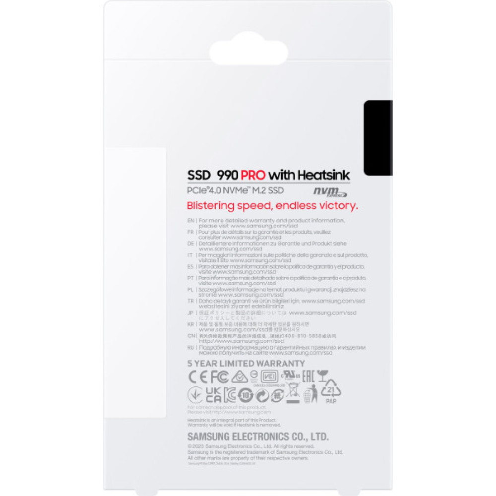 Накопичувач SSD Samsung M.2 1TB PCIe 4.0 990PRO+ радіатор