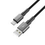 Дата кабель USB 2.0 AM to USB-C 1.0m 3A nylon black Grand-X (PC-08B)