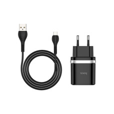 Зарядний пристрій HOCO C12Q Smart USB QC3.0 + cable Micro 18W Black (6931474716279)
