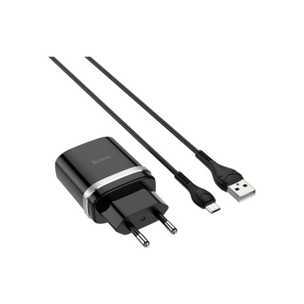 Зарядний пристрій HOCO C12Q Smart USB QC3.0 + cable Micro 18W Black (6931474716279)