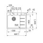 Мийка кухонна Franke Centro, фраграніт, прямокутник, з крилом, 620х500х200мм, чаша - 1, врізна, CNG 611-62 TL, чорний матовий