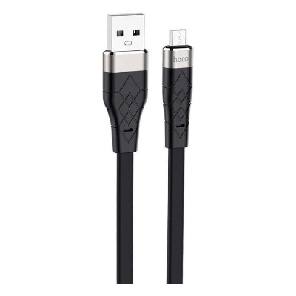 Дата кабель USB 2.0 AM to Micro 5P 1.0m 2.4A silicone X53 black HOCO (6931474738073)