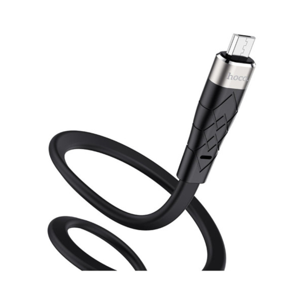 Дата кабель USB 2.0 AM to Micro 5P 1.0m 2.4A silicone X53 black HOCO (6931474738073)