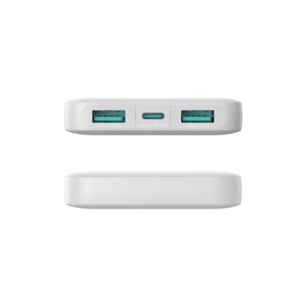 Батарея універсальна JOYROOM 10000mAh 12W QC, 2xUSB-A, USB-C In/Out White (JR-PBF12)
